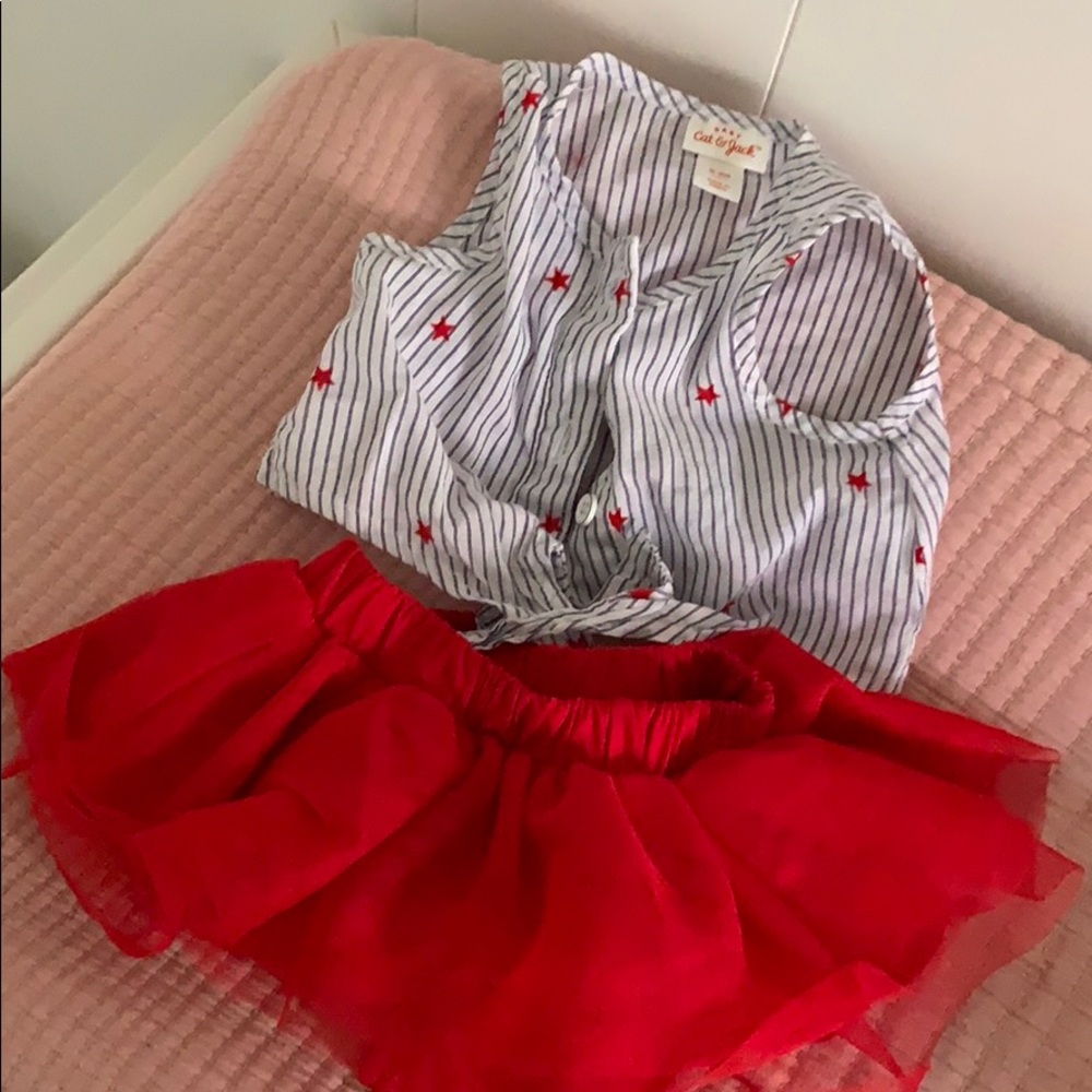 NWOT - Tutu, diaper cover and Tie Front Shirt